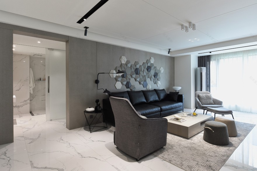 165㎡黑白现代,素简生活 王严民-6