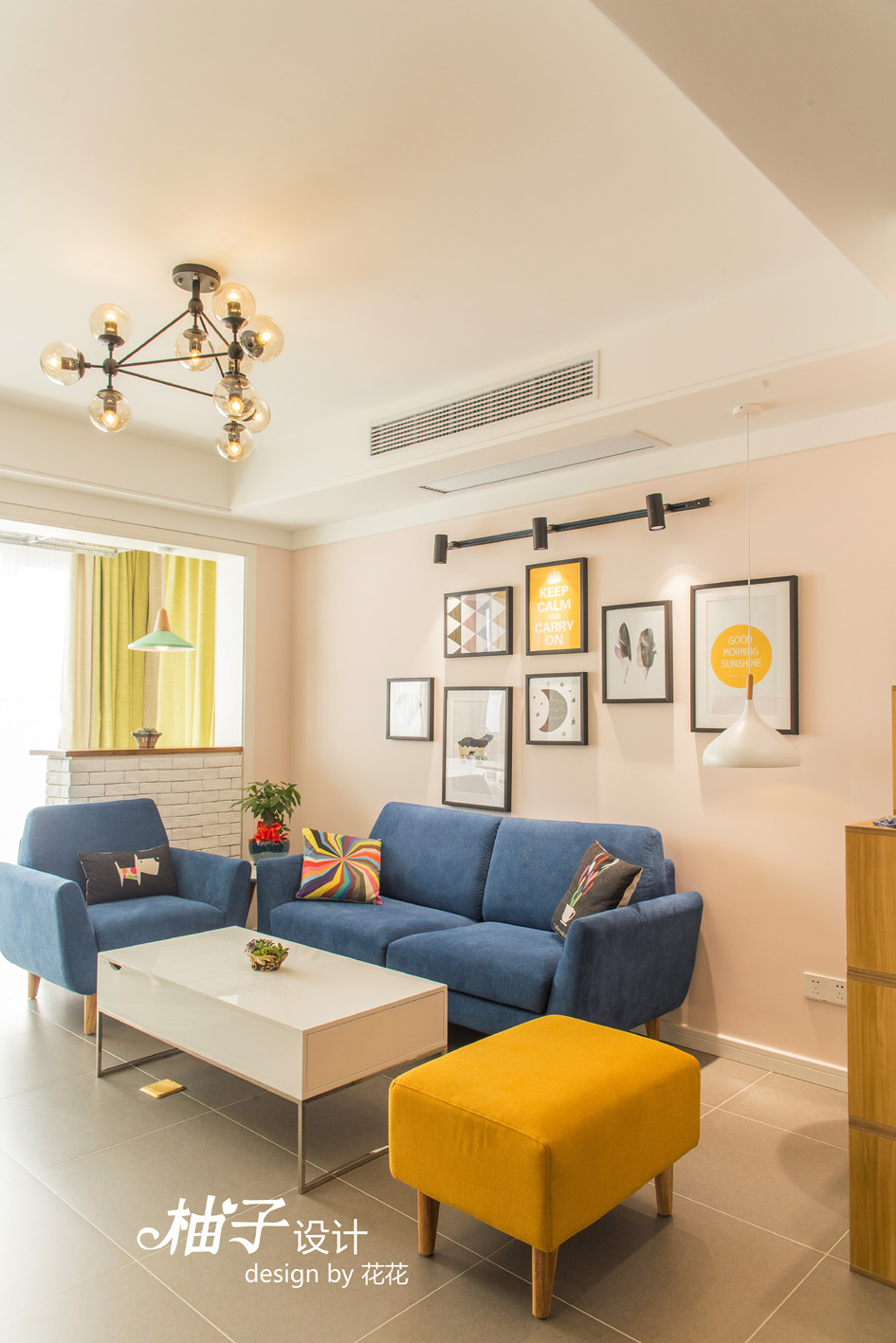 柚子空间设计--苏龙苑90平--马卡龙遇见你                     -1