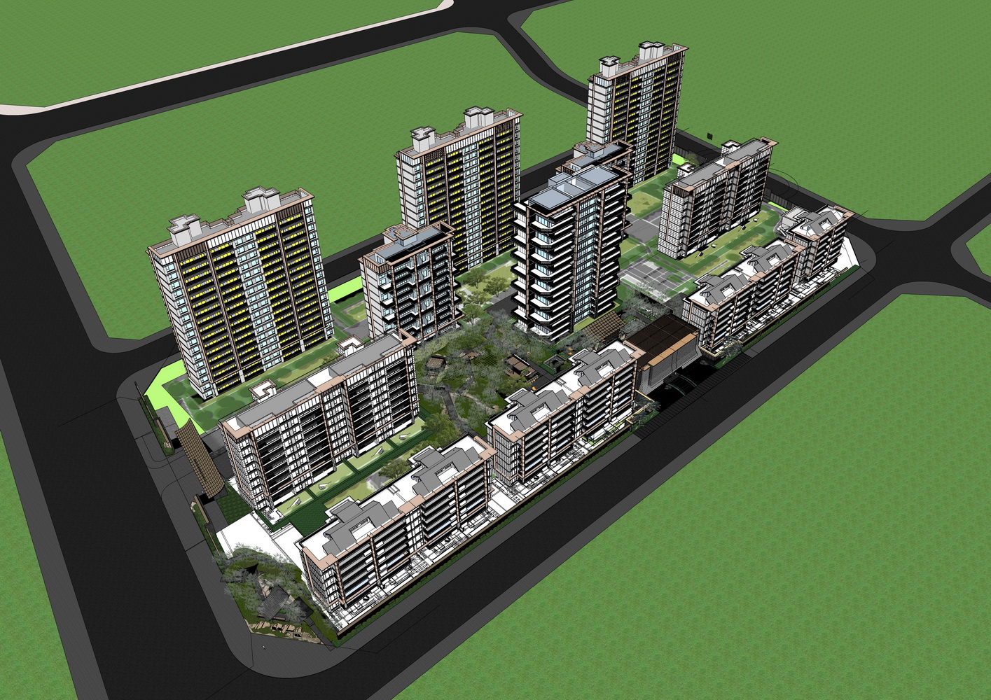 东昌壹号院璞樾大区景观SU模型-0