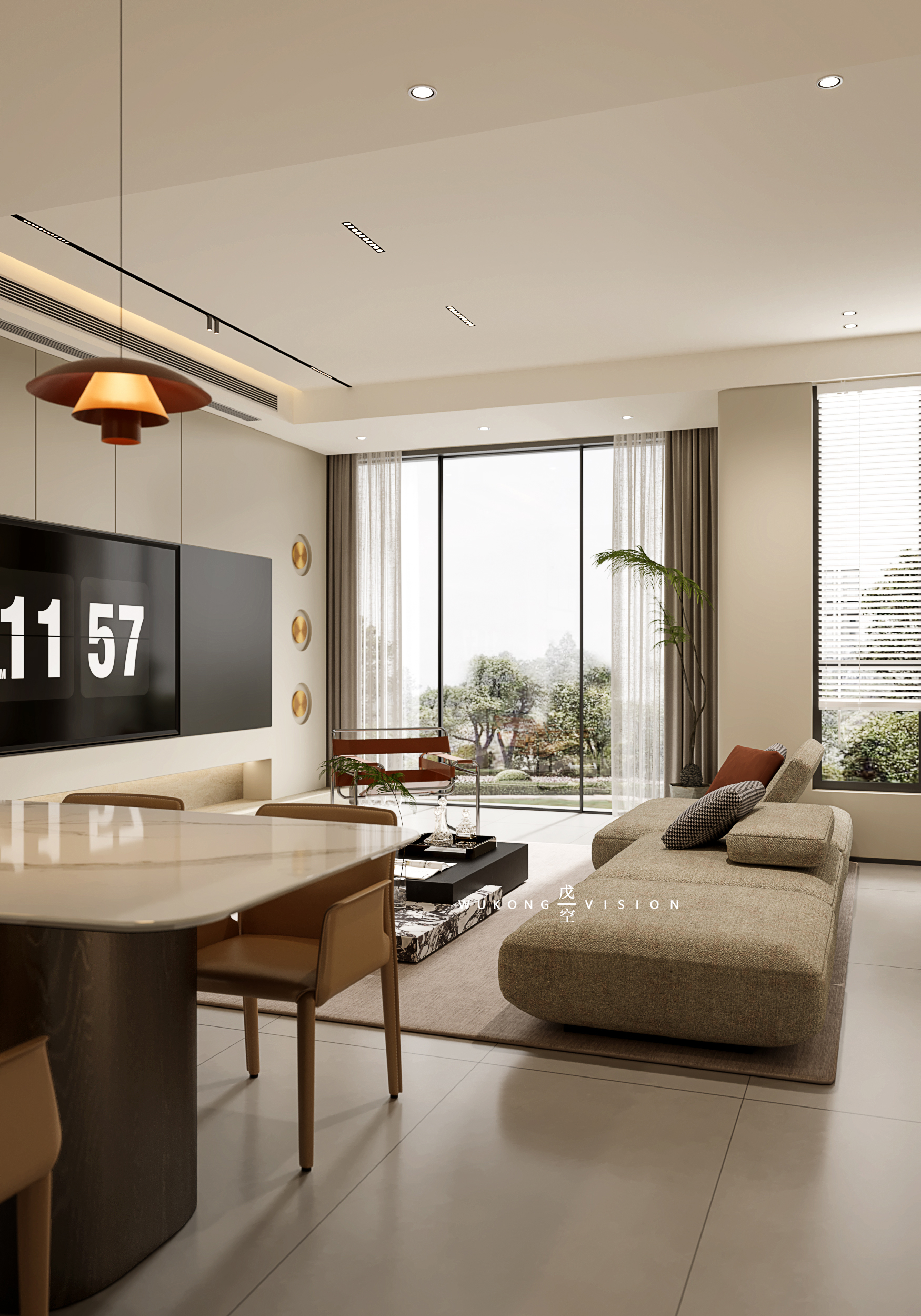 戊空效果图表现一现代极简奶油风格-0