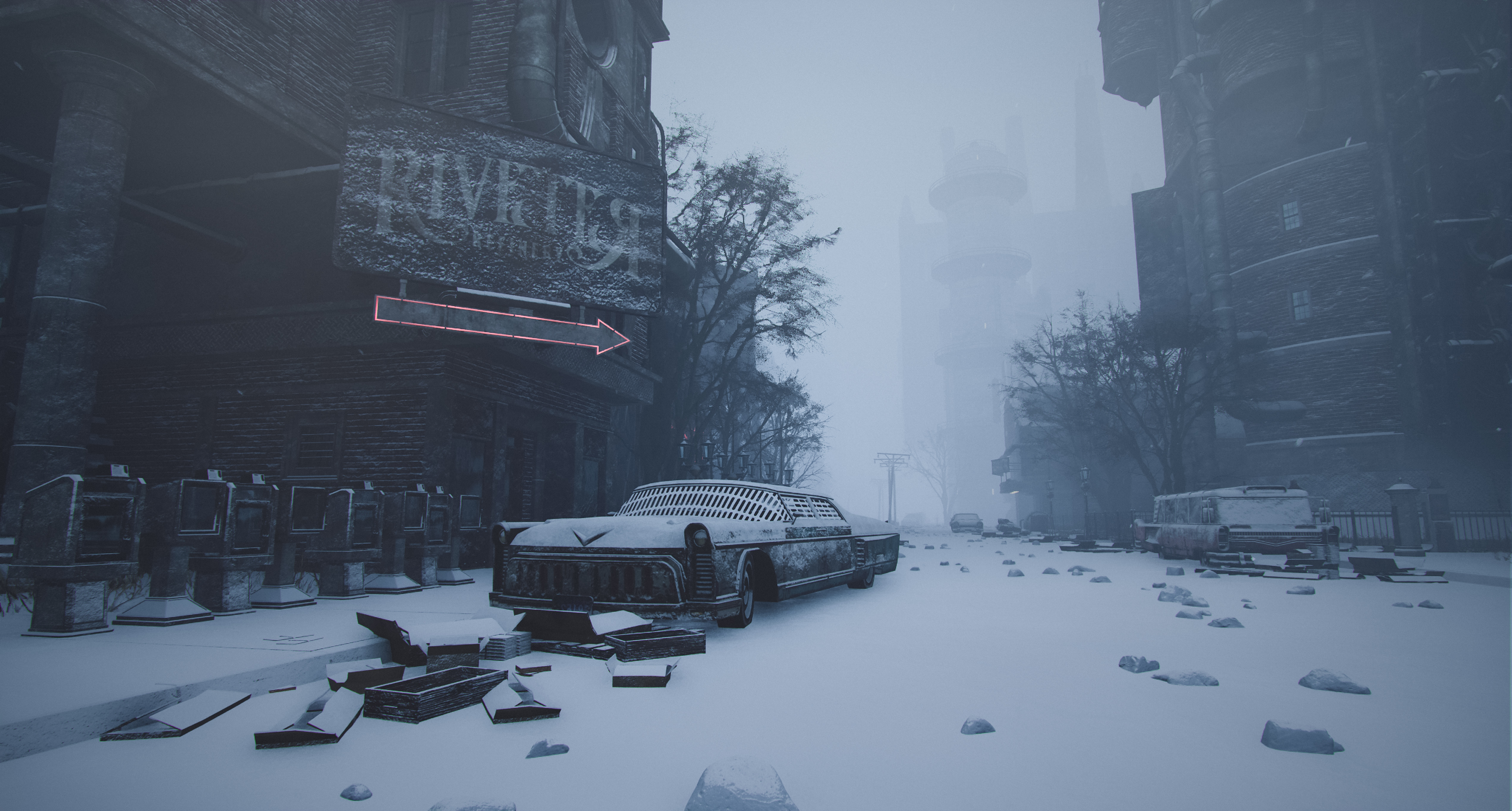 UE5 Dieselpunk winter city level (third-person) map-18
