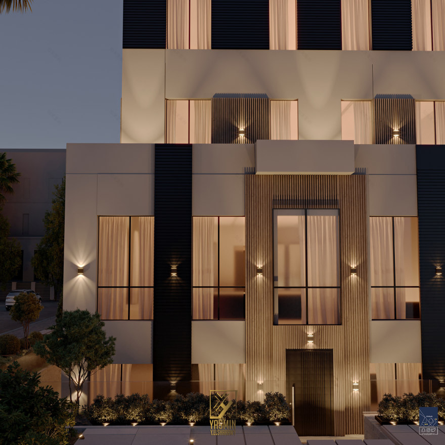 当代别墅外观夜景-4