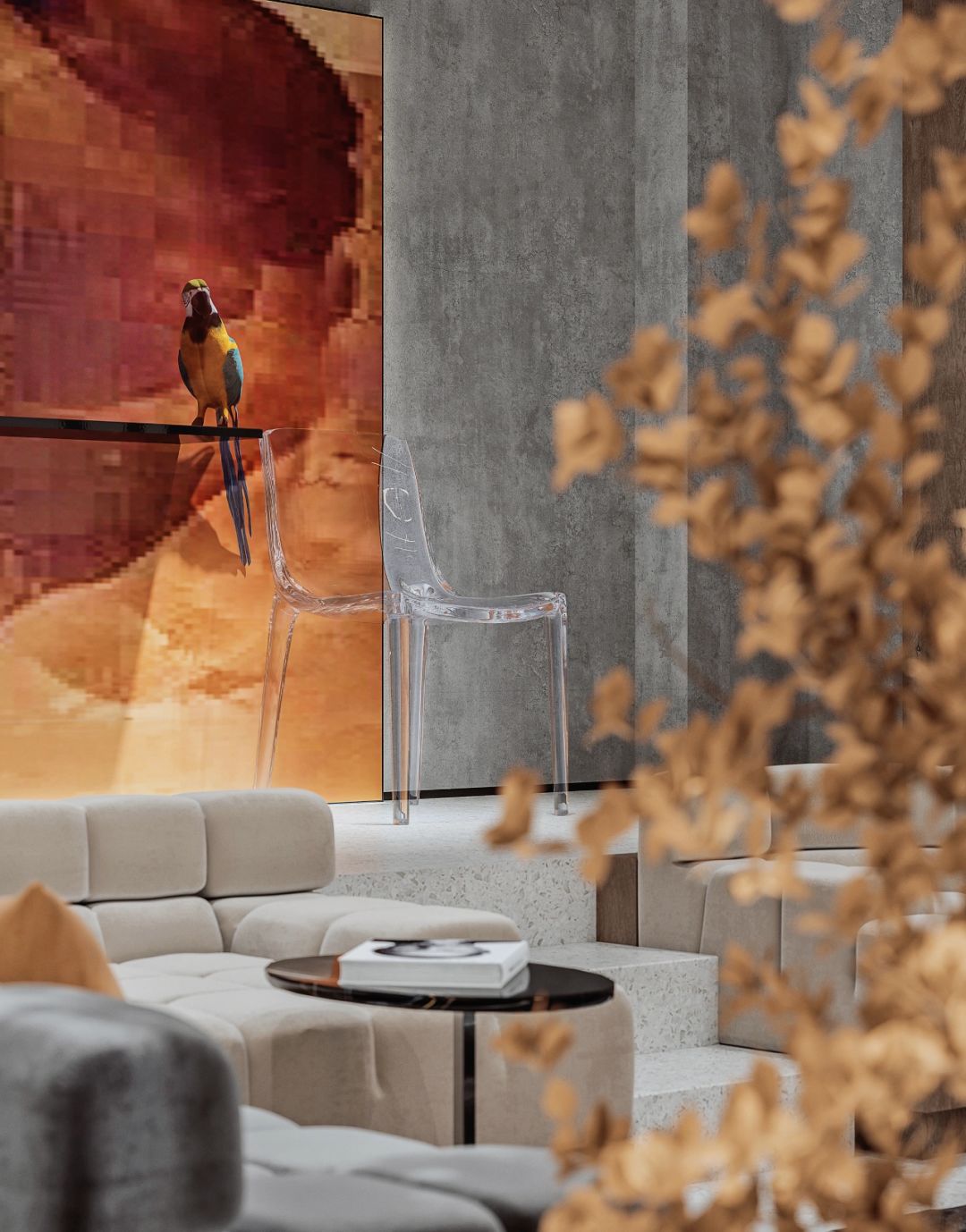 华美灯光旋转楼梯 现代轻奢风设计800㎡别墅-5