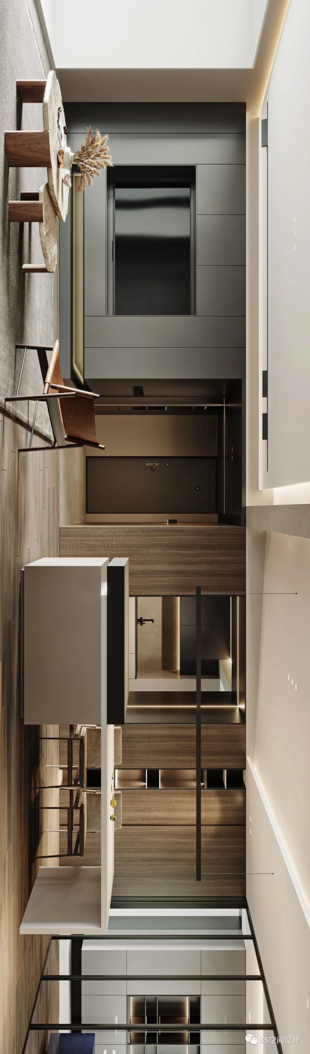 上海瑞虹新城私宅 | 灰调空间的渐进变化与灵动互动-18