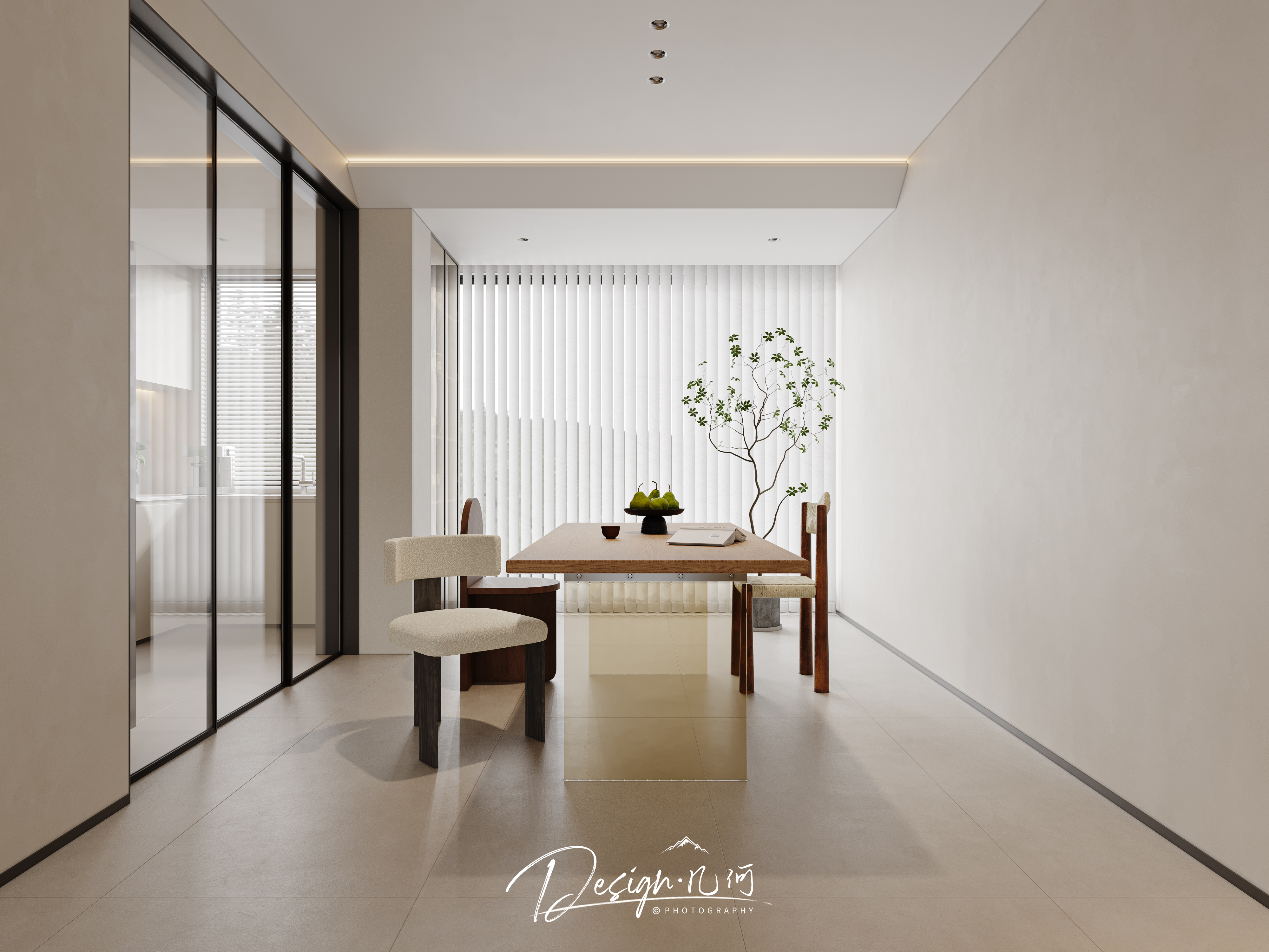 几何空间视觉表现 | 置地双清湾天镜现代中古客餐厅-6