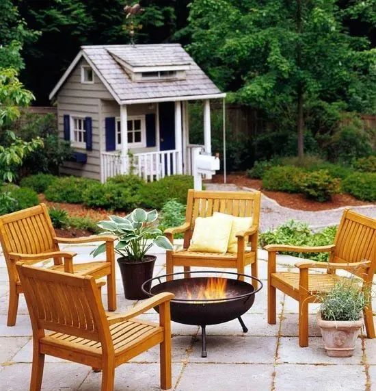 冬日里的温暖庭院壁炉设计-68