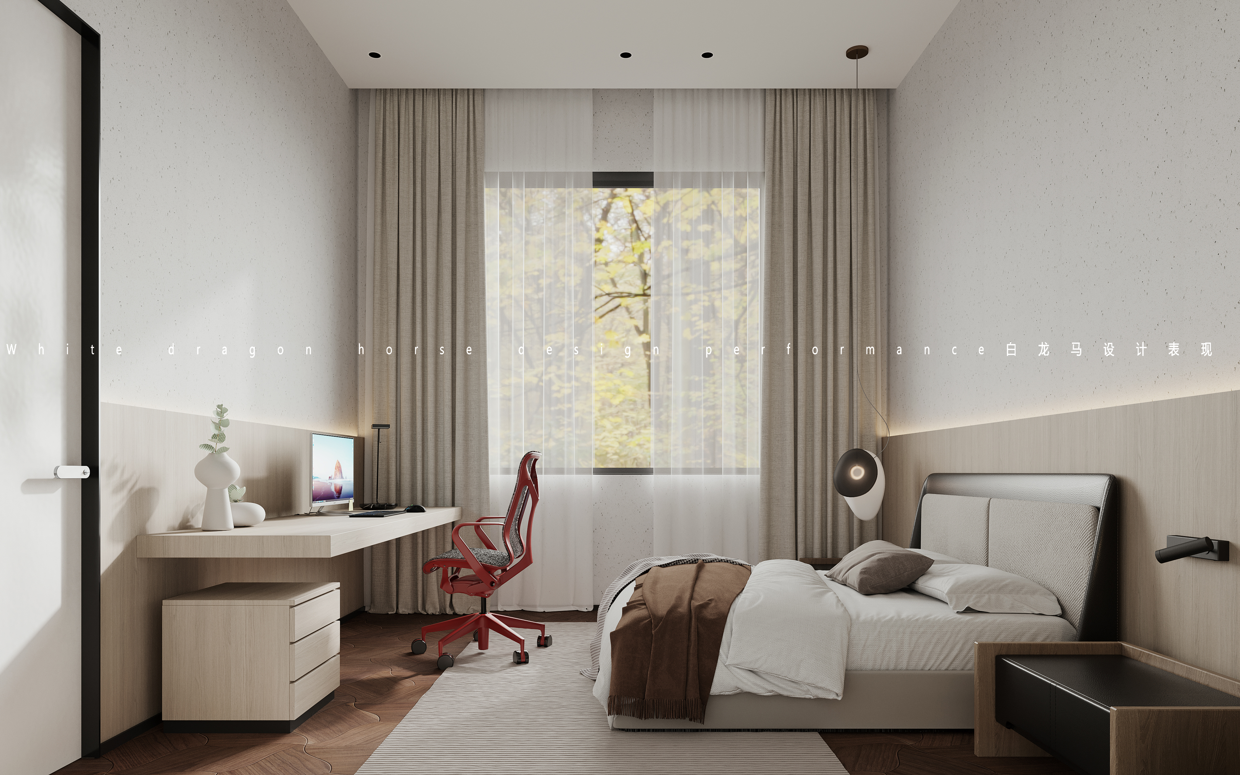 现代客餐厅卧室——白龙马效果图-5