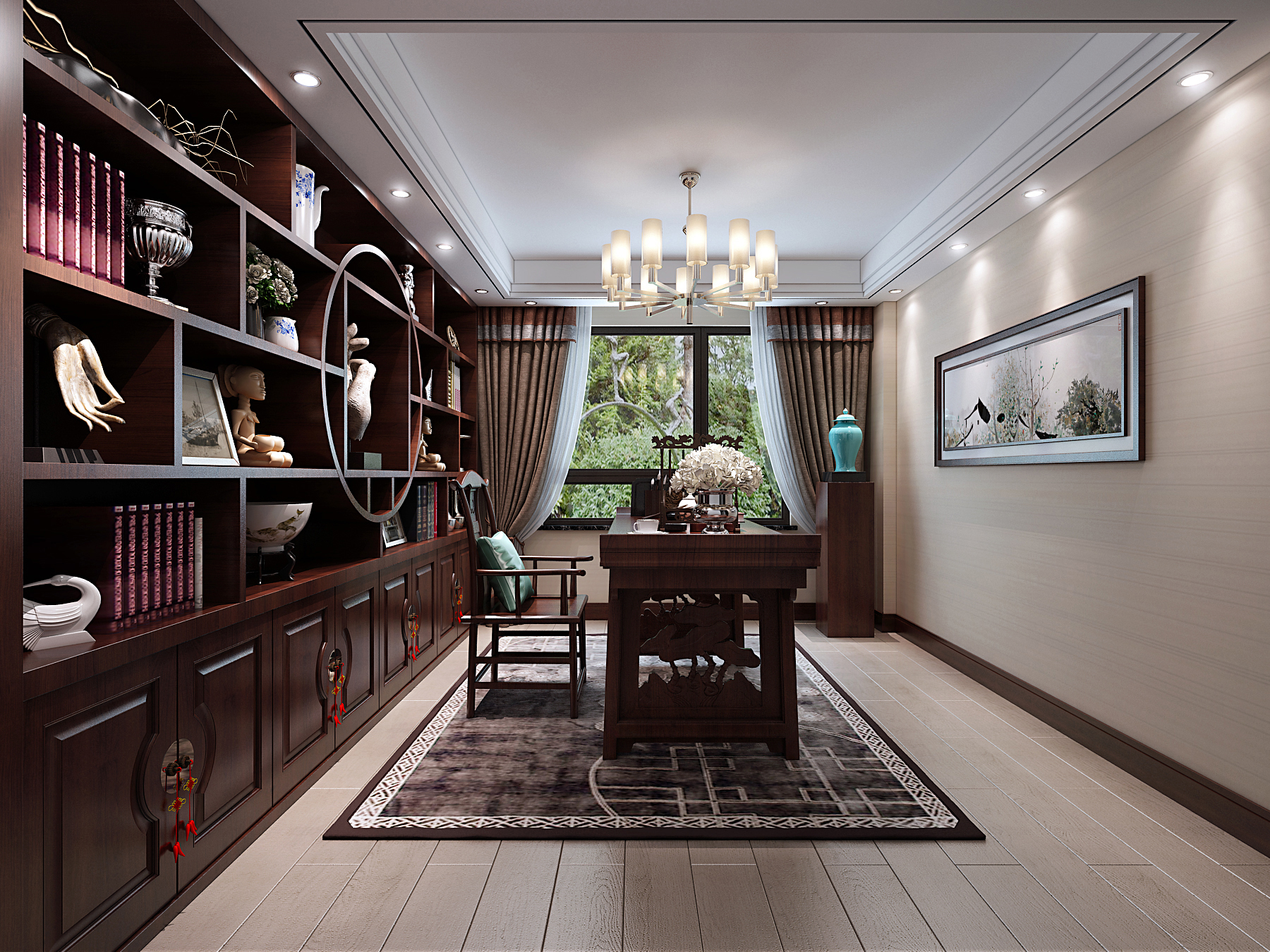 新中式 中式古典 奢华家装别墅样板房-3-0