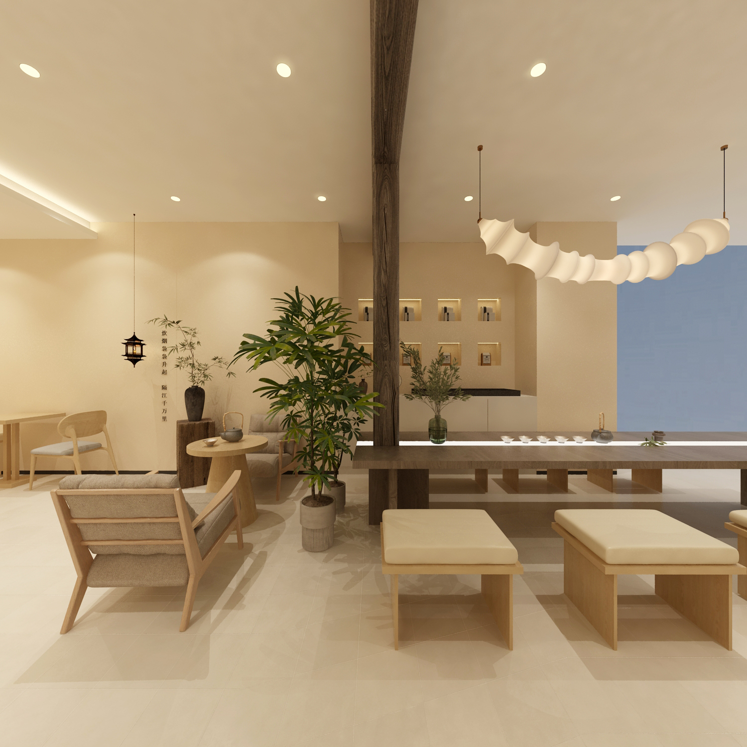 中式原木极简茶咖店-2