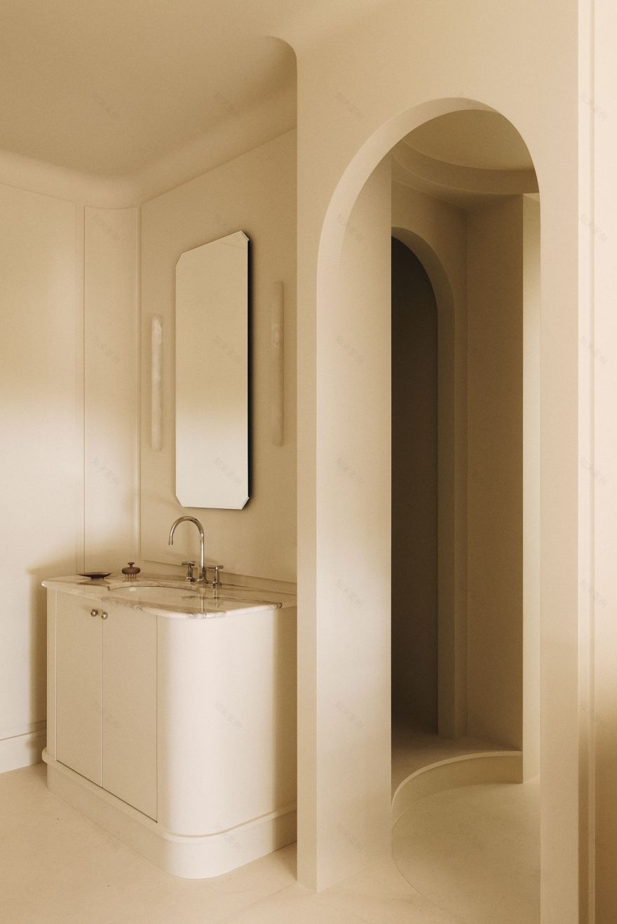 巴黎400平米单色弧形公寓丨法国巴黎丨Marika Dru及其团队Atelier MKD-45