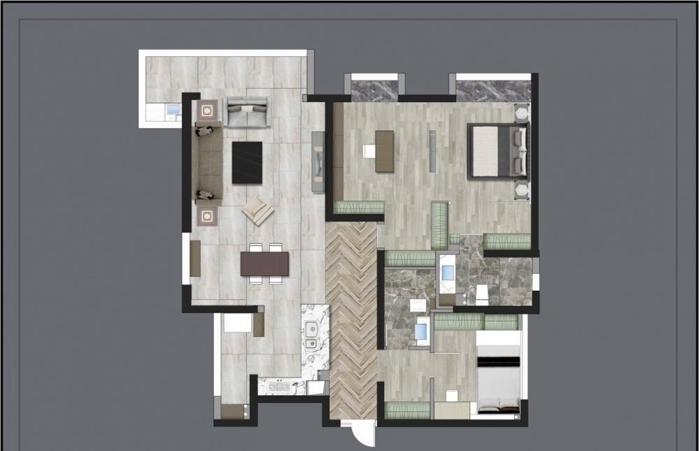 90 后小姐姐的现代独居空间 | 拆墙扩景,主卧套房,黑白书房-2