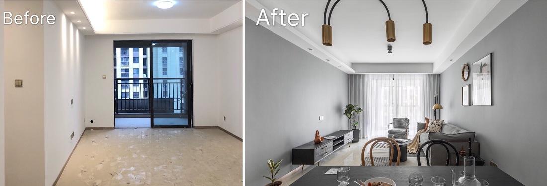 合肥容与设计丨平层丨让北欧复古风来拯救传统中国风精装房-2