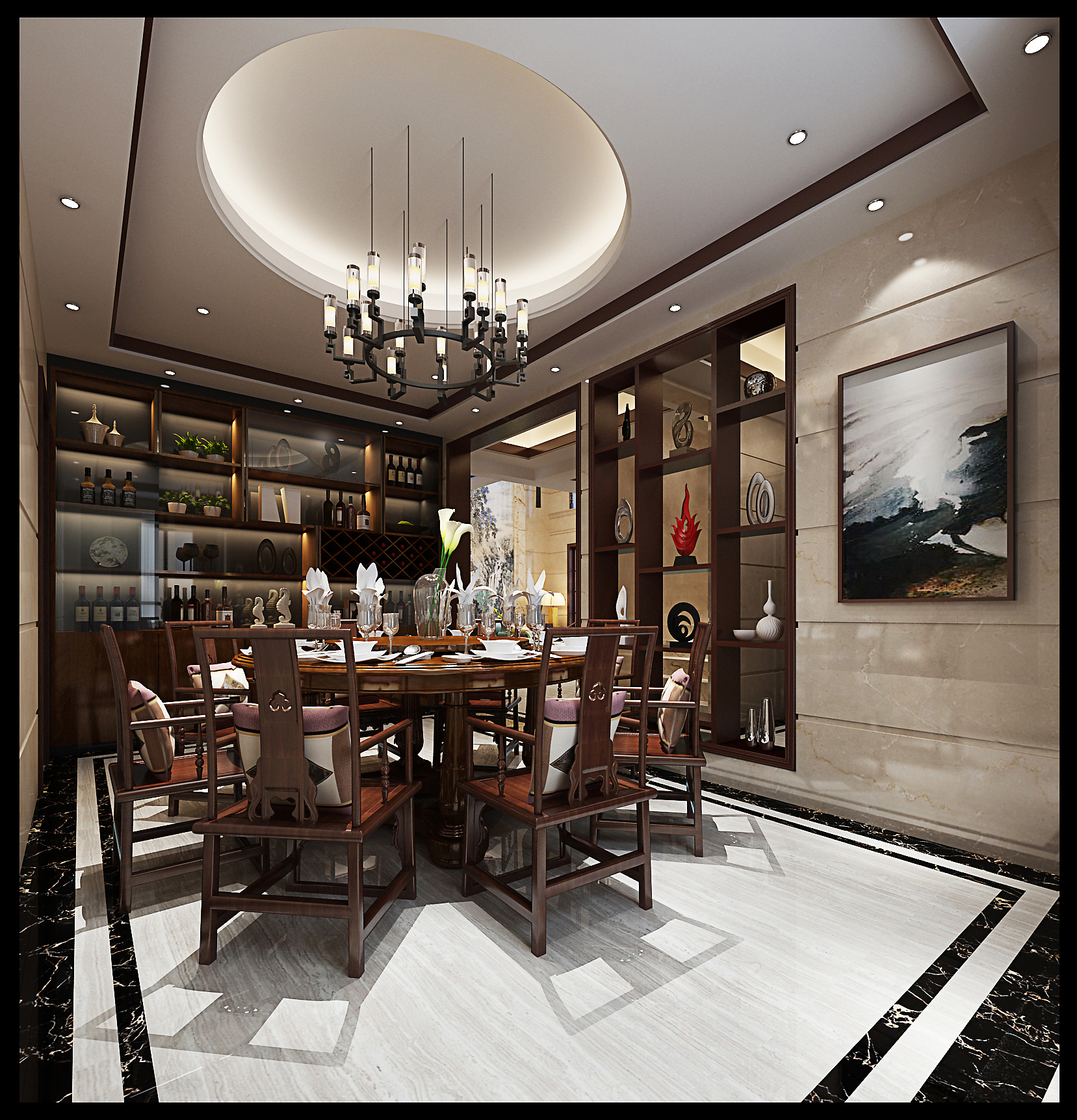 新中式 中式古典 奢华家装别墅样板房-10-3