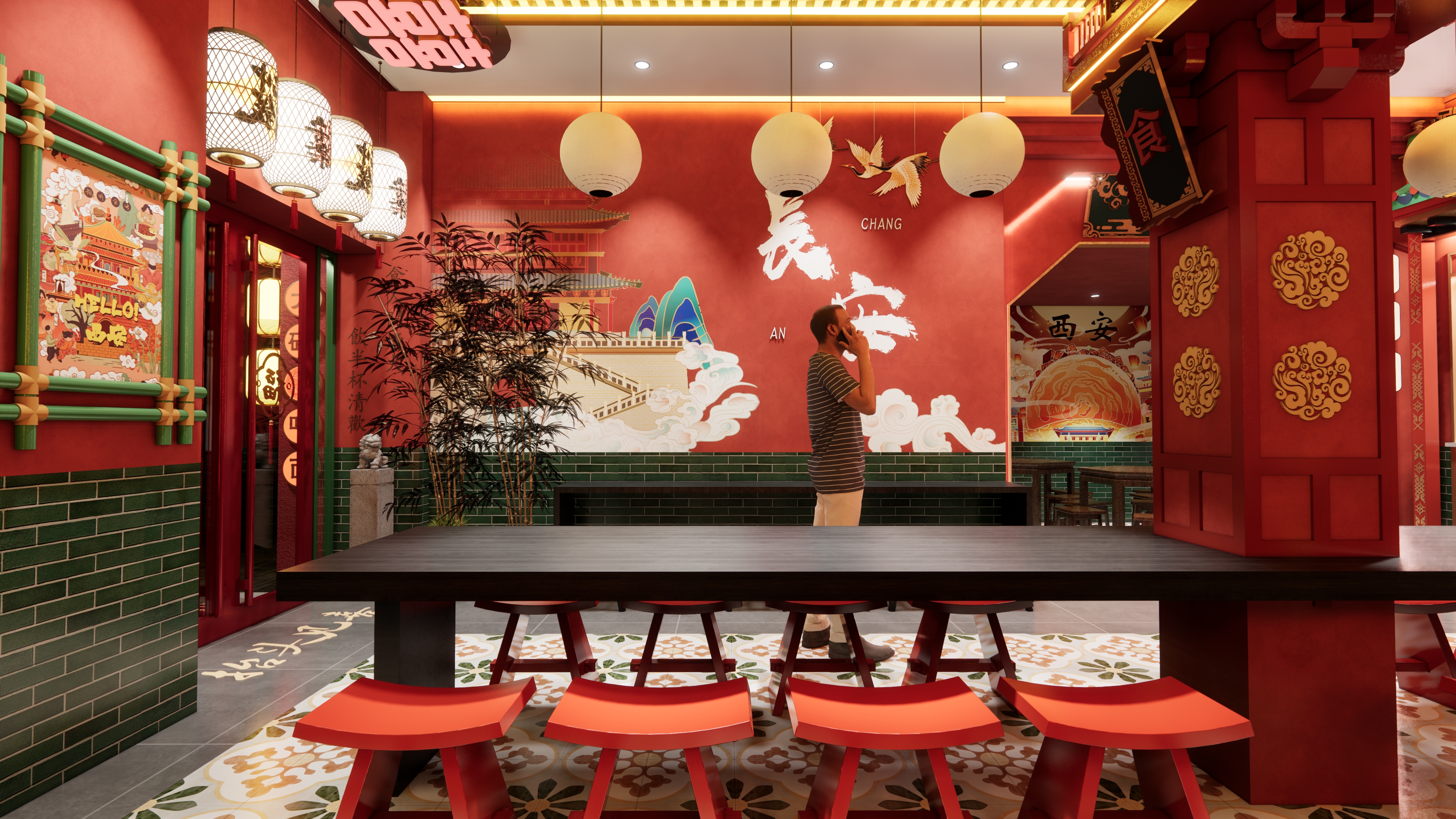 【秦汤板凳】天津网红西安面馆设计-16