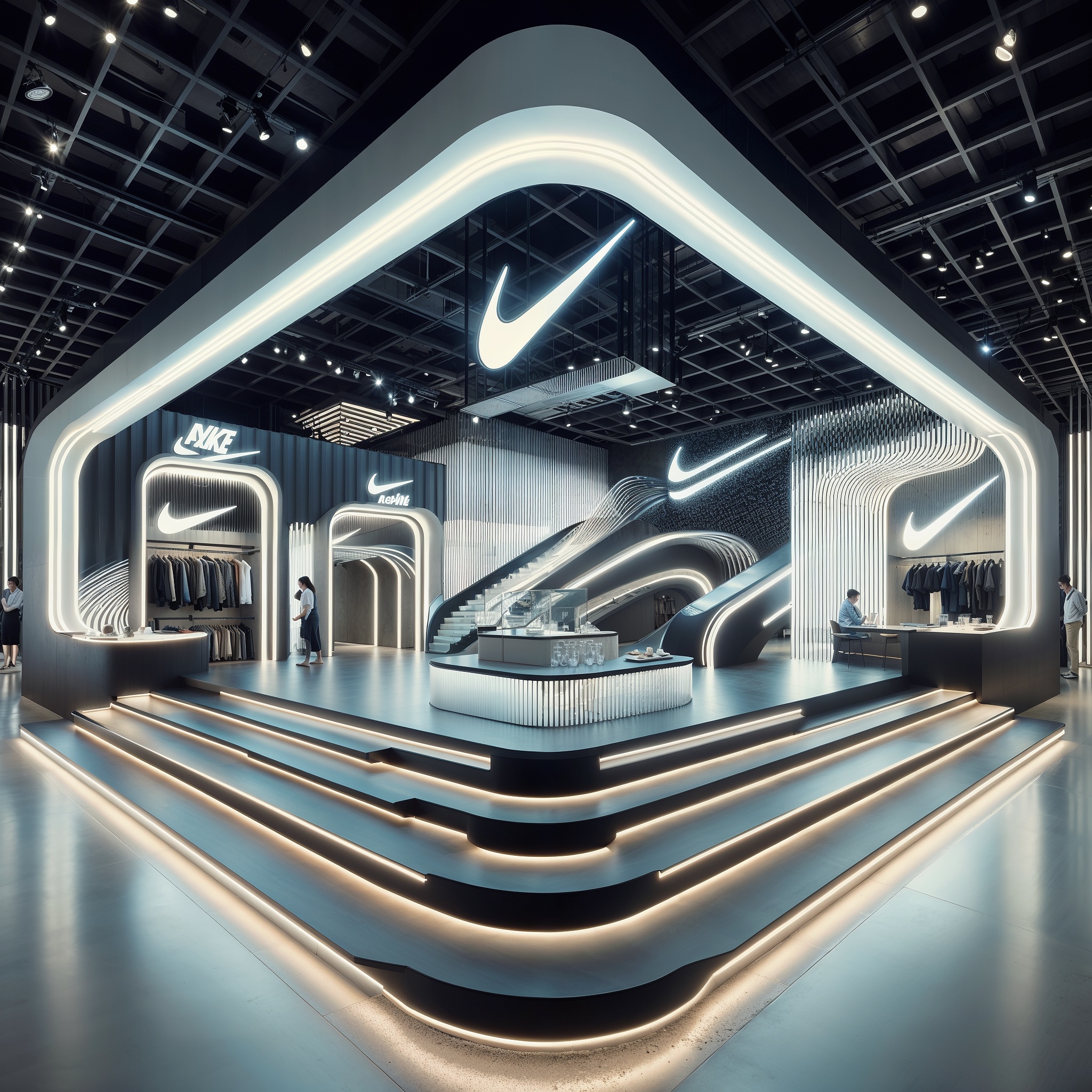 Nike futuristic ai generated store-0