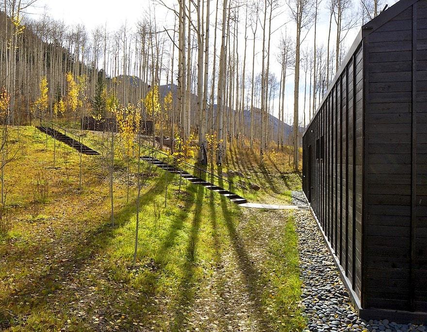Cottage Black Provides a Retreat Within a Dense Aspen Grove-12