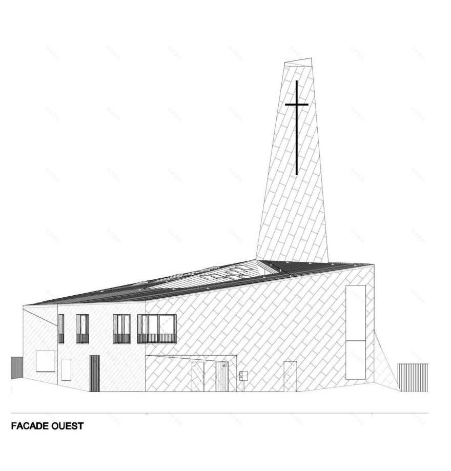 折叠 zinc 外壳中的宁静圣所——法国 Ensemble Pastoral Catholique 教堂设计-53