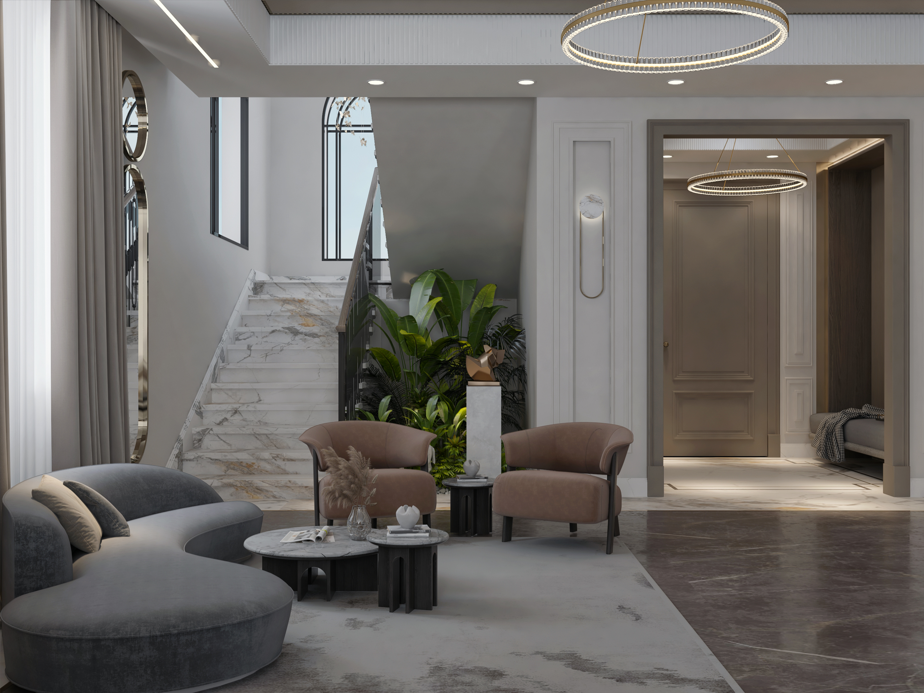 Mountain view villa | Reception with entrance-4