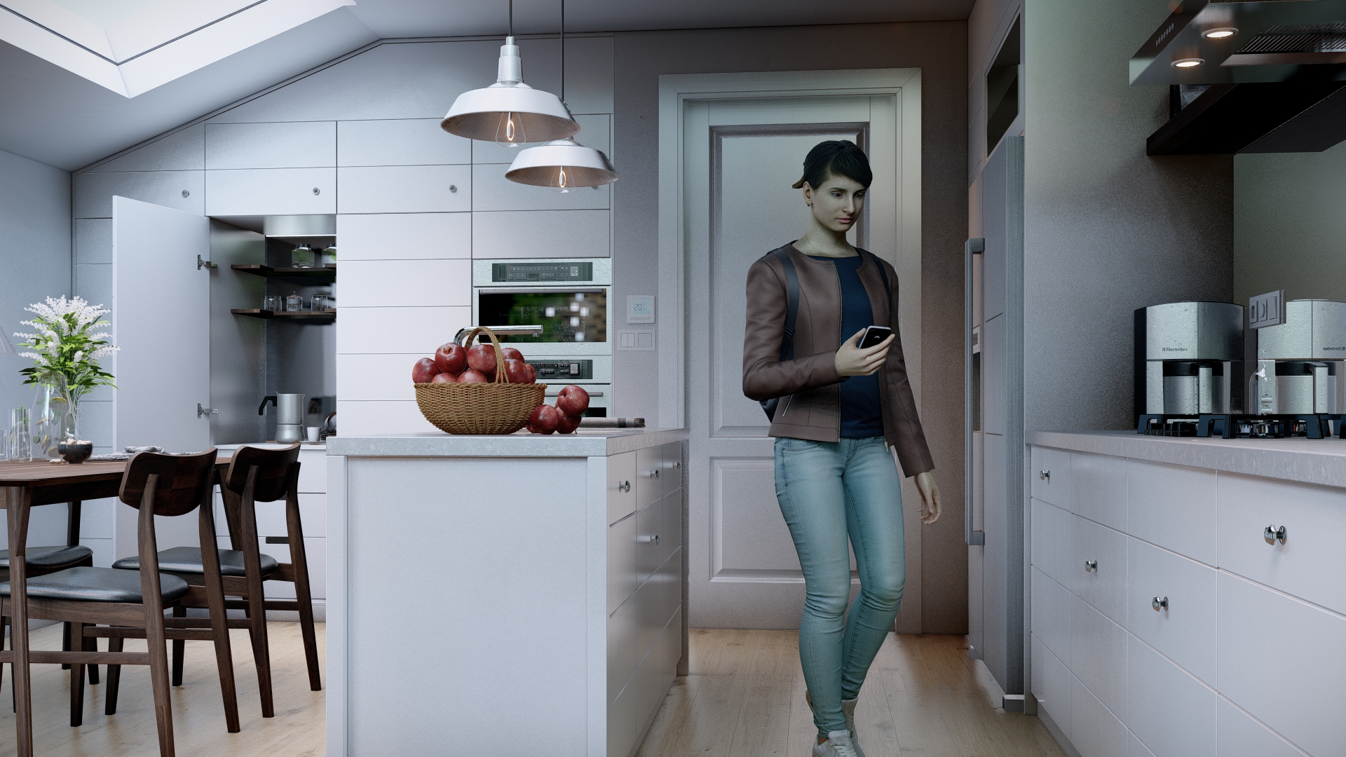 تصميم داخلي لمطبخ مع باكيارد لفيللا بالسعودية-5