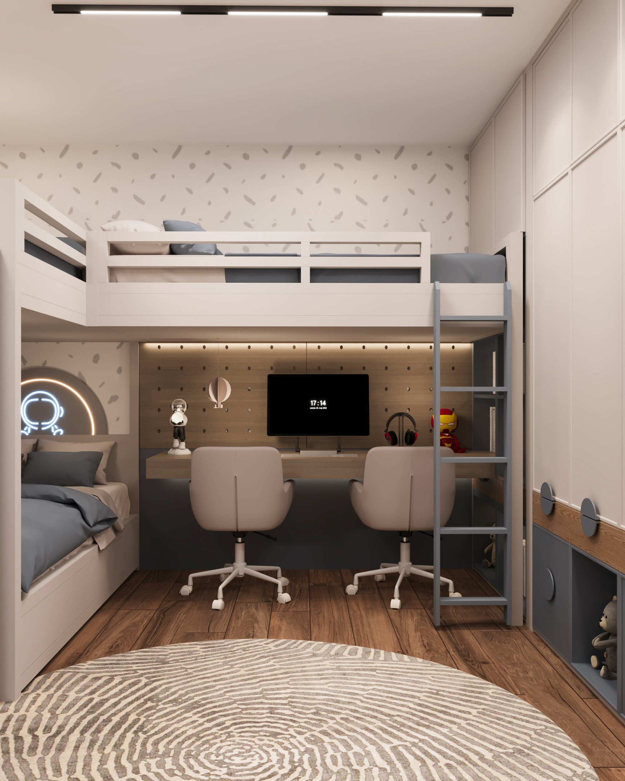 三间卧室套房（注：triplets一般指三胞胎，但结合这里bedroom推测可能是三间卧室组合的意思，更准确表达可能需结合具体语境） 丨Mariam Sharaf,Insight design-5