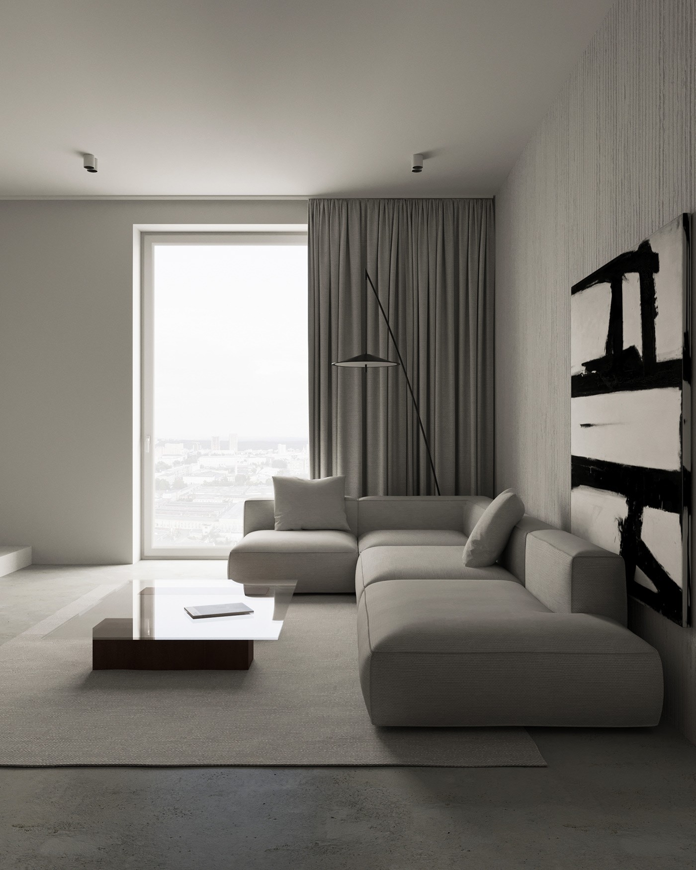 原木+高级灰  静谧惬意的极简空间-1