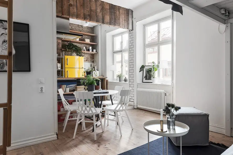 黄色冰箱点亮北欧风小户型-3