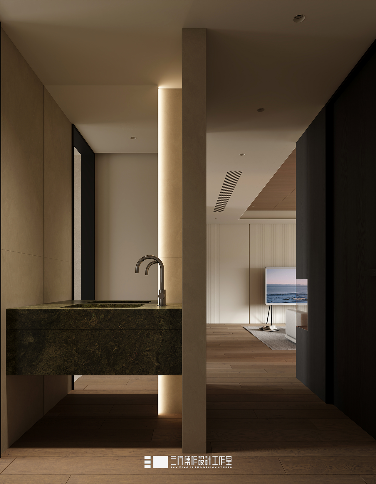 新作  143m² • 黑白木质调,极简明净丨三行集作设计工作室-53