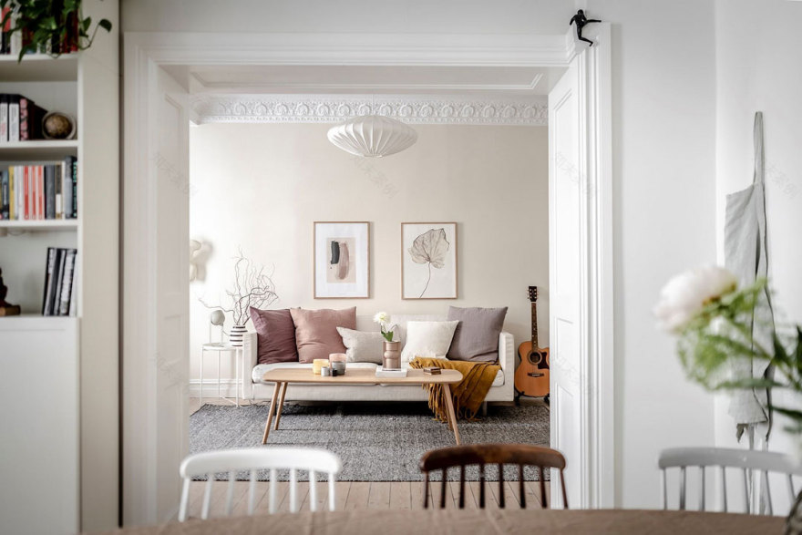 瑞典公寓的粉色调设计-16