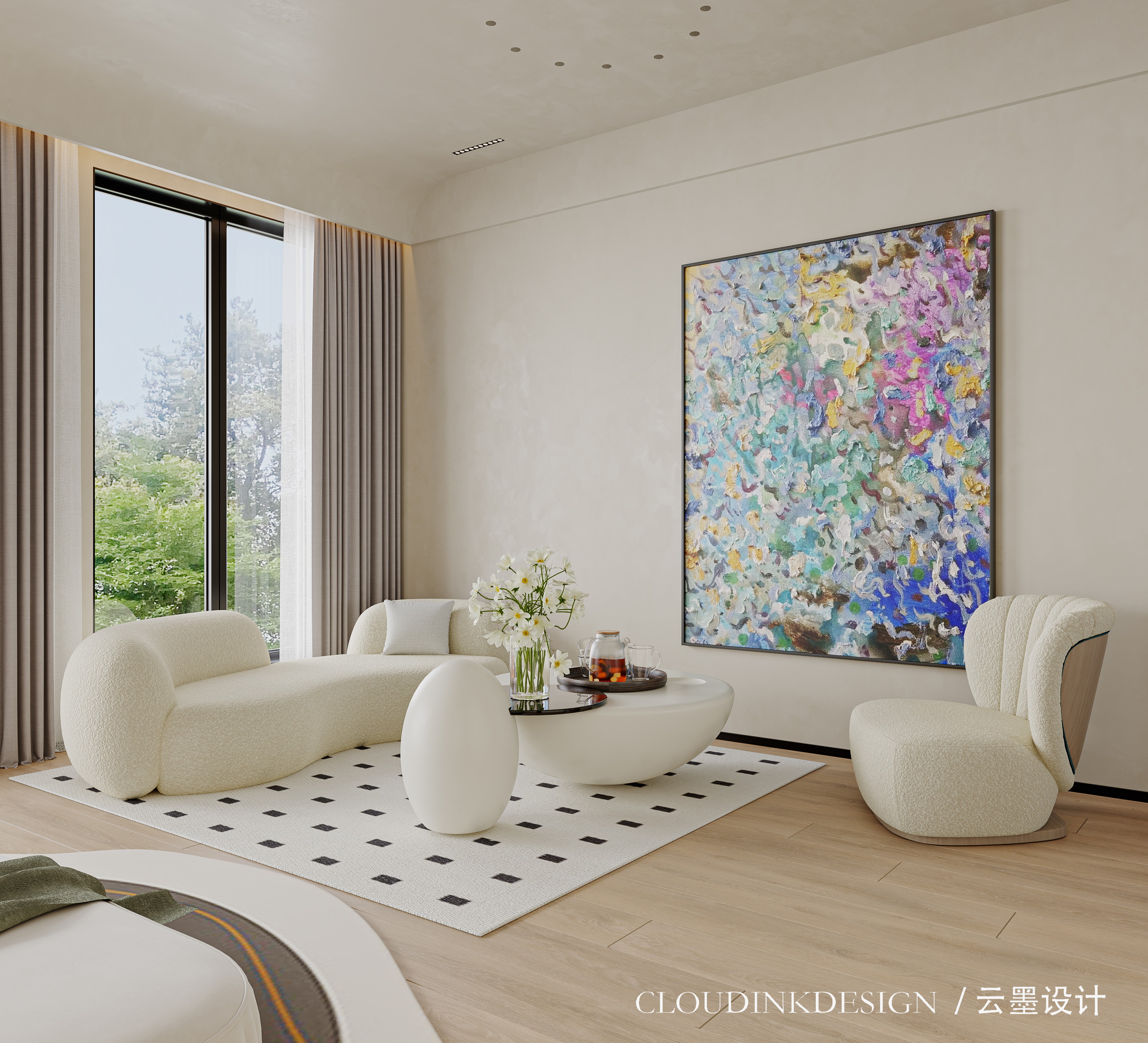 现代 奶油 两河院子 -12