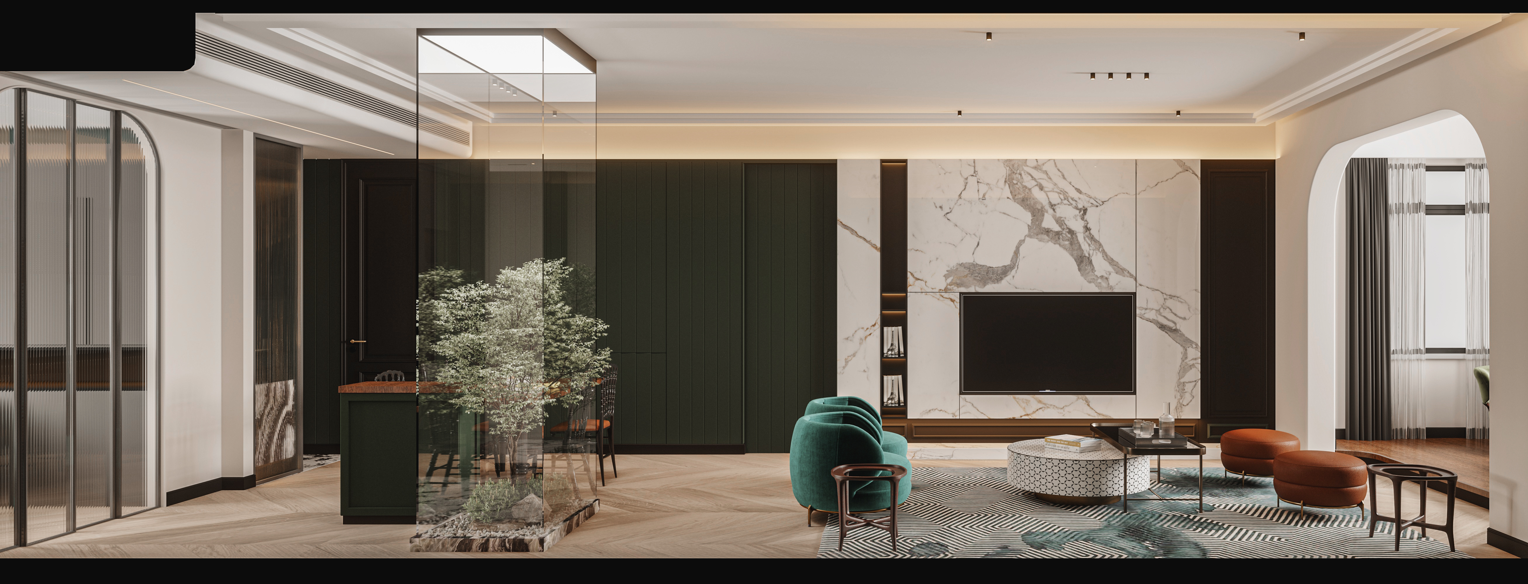 复古绿色系文艺轻奢格调家居设计-22