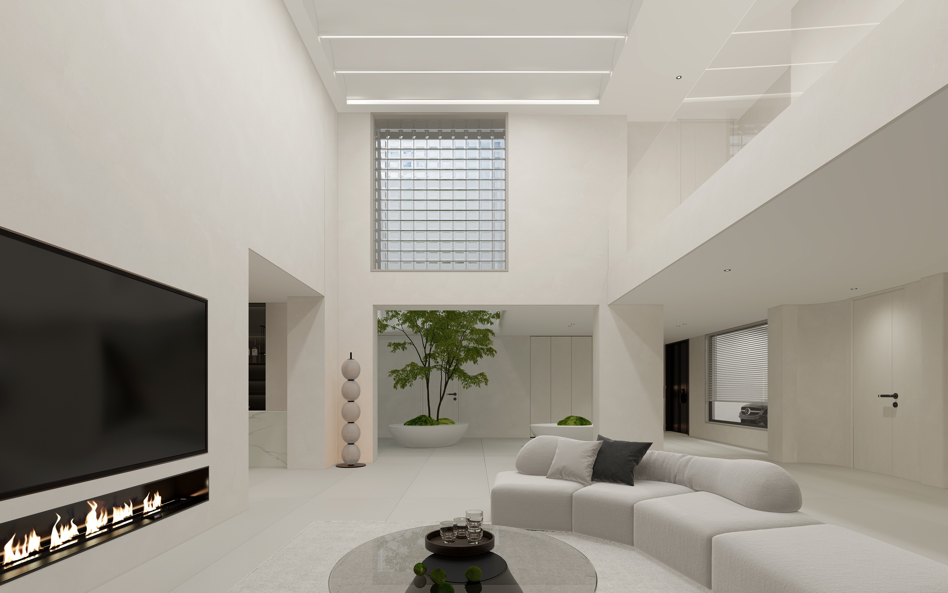 极简奶油风别墅地下室-5