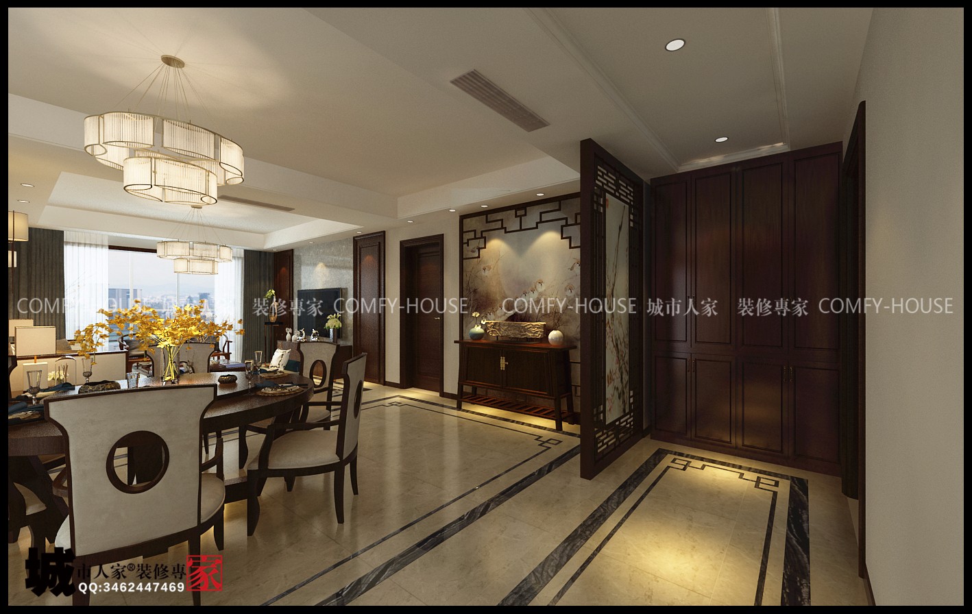 龙泉壹号170平四室两厅新中式风格设计-9