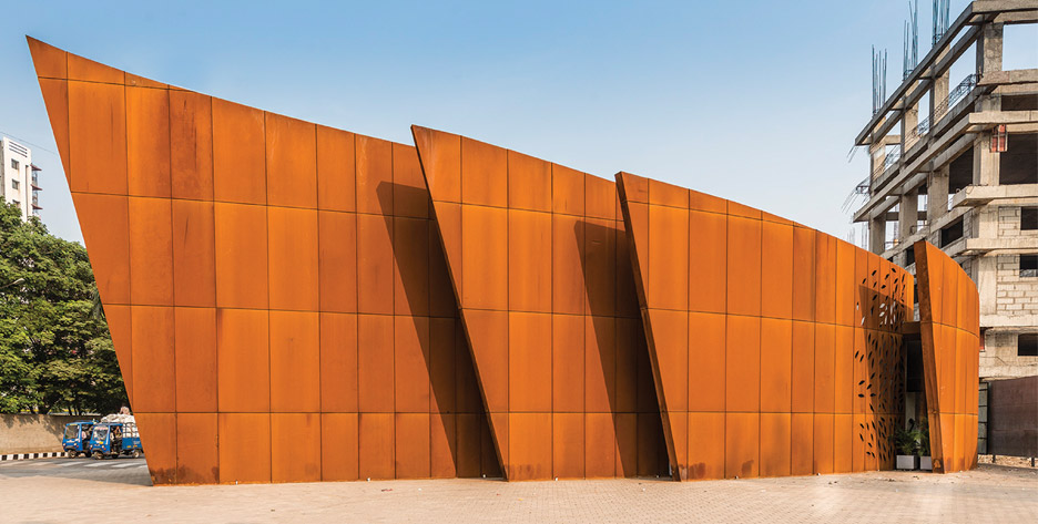 考顿钢墙屏张左右的新月状办公楼-2