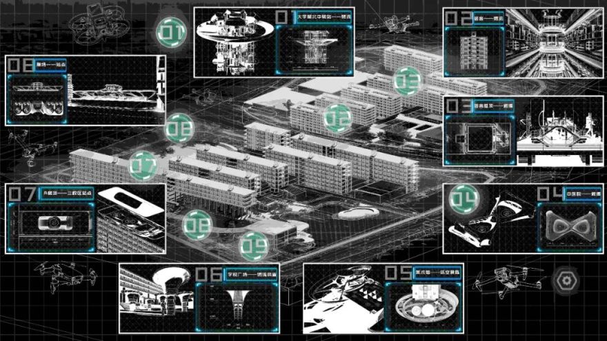 酷哦!广美学弟的惊人工作量!“炫技又不失造型功底”的广美荣誉奖毕设!极具未来感的设计:低空经济重构校园空间结构和未来生活图景!-71