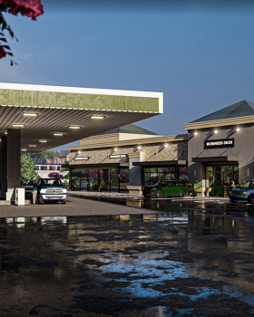 3D VISUALIZATION OF GAS STATION, BUILDING AND CAR WASH