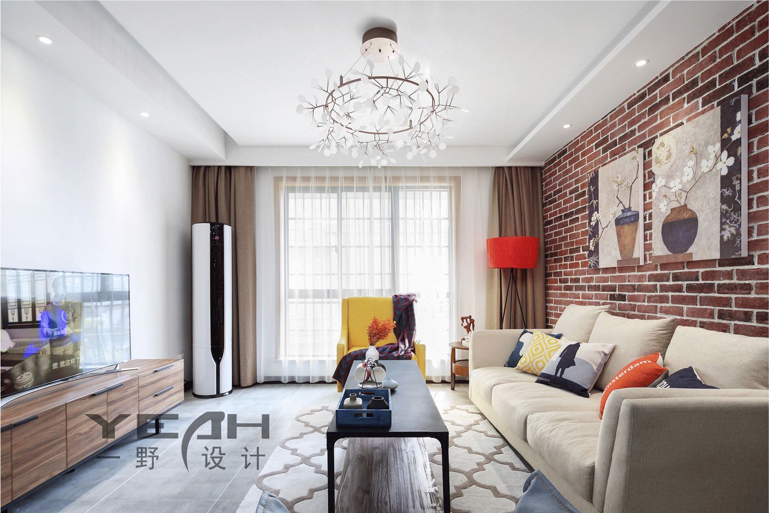 锦泽花园 120㎡简约美式，红砖元素打造温馨空间-19