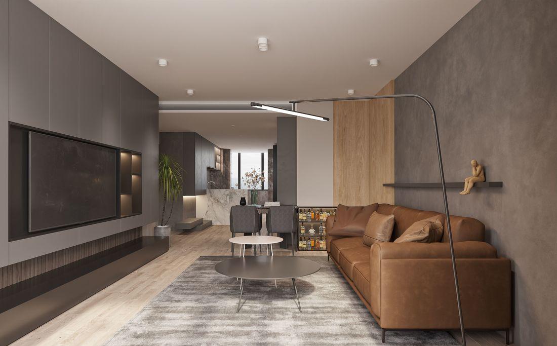 黑白灰碰撞木色打造储物空间充足的家|研筑国际-1