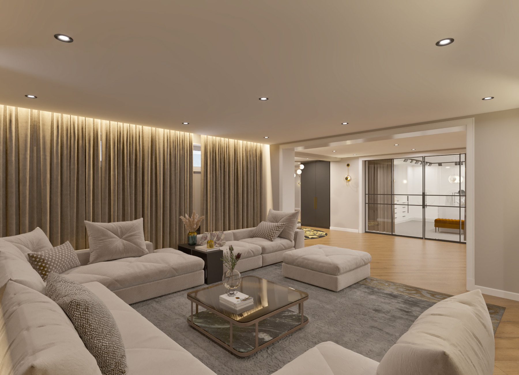 Basement floor design with two dressing rooms-10