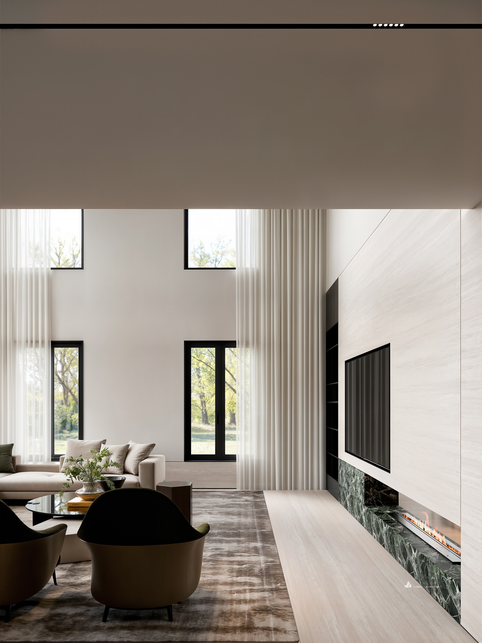 现代意式挑空别墅-8