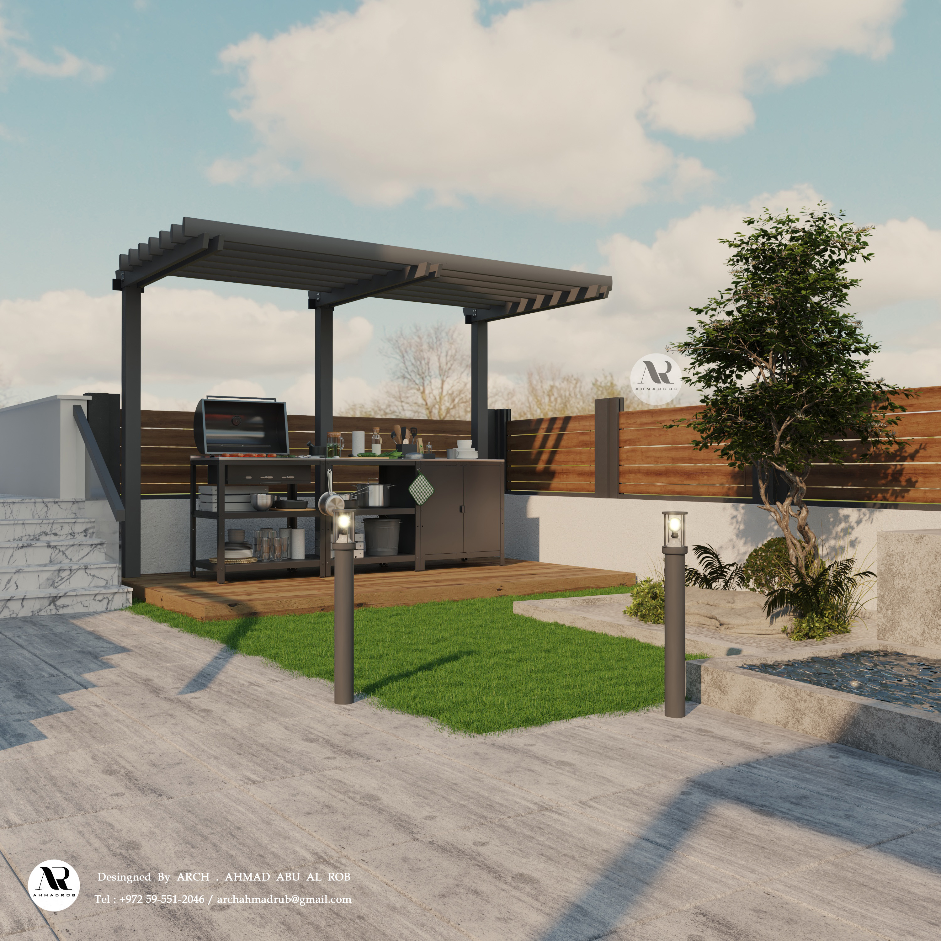 两层房屋户外花园设计-10