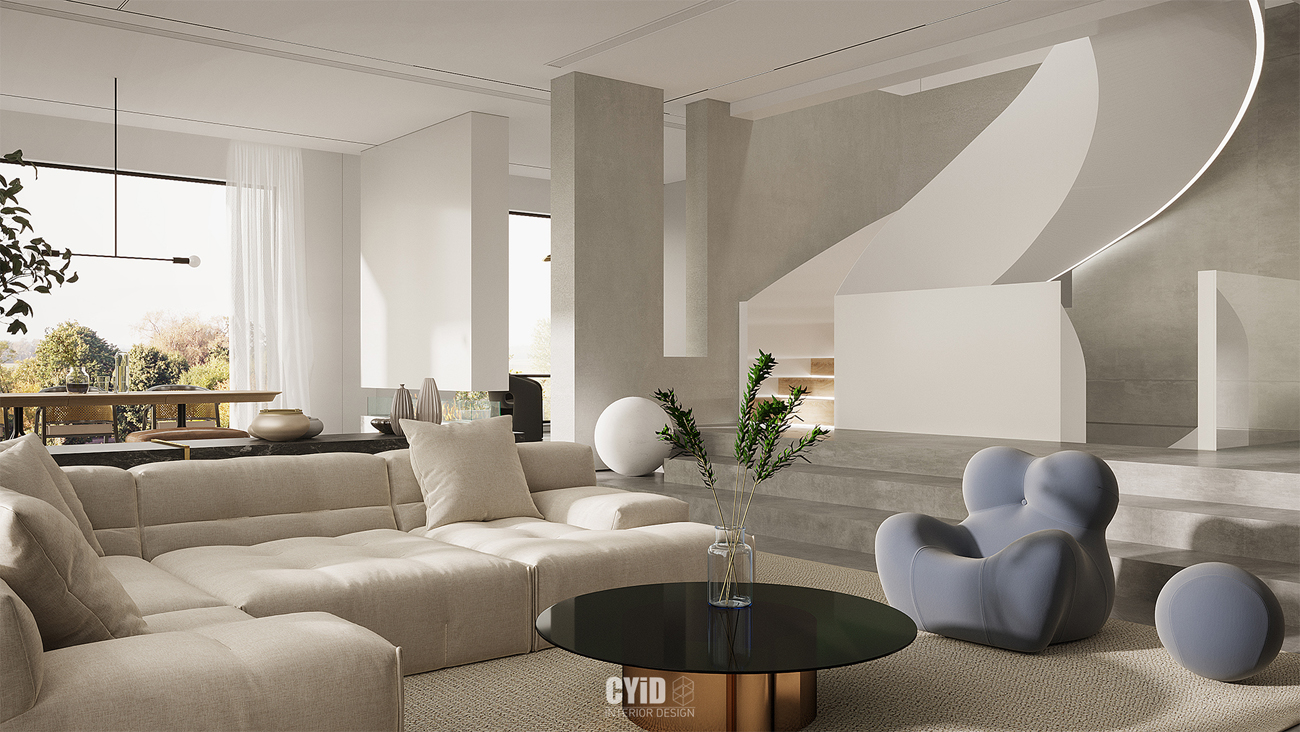 辰佑设计│现代别墅曲线美学与结构美-23