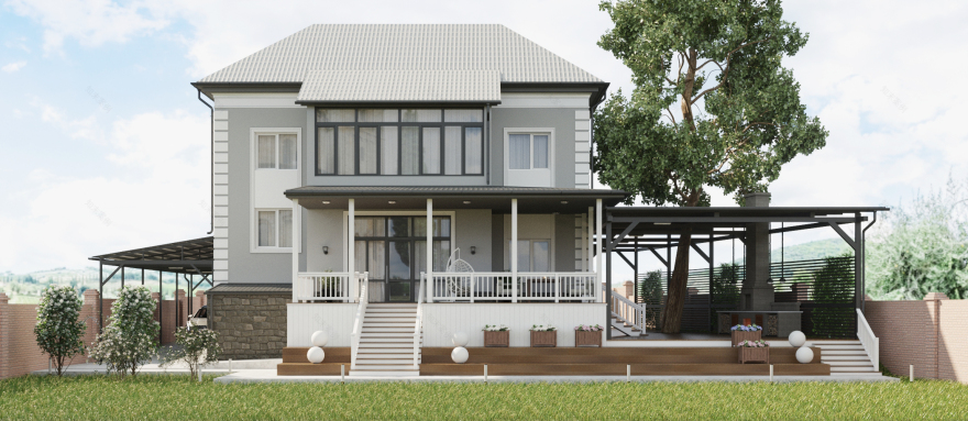 带附属建筑的乡村住宅外立面设计-19