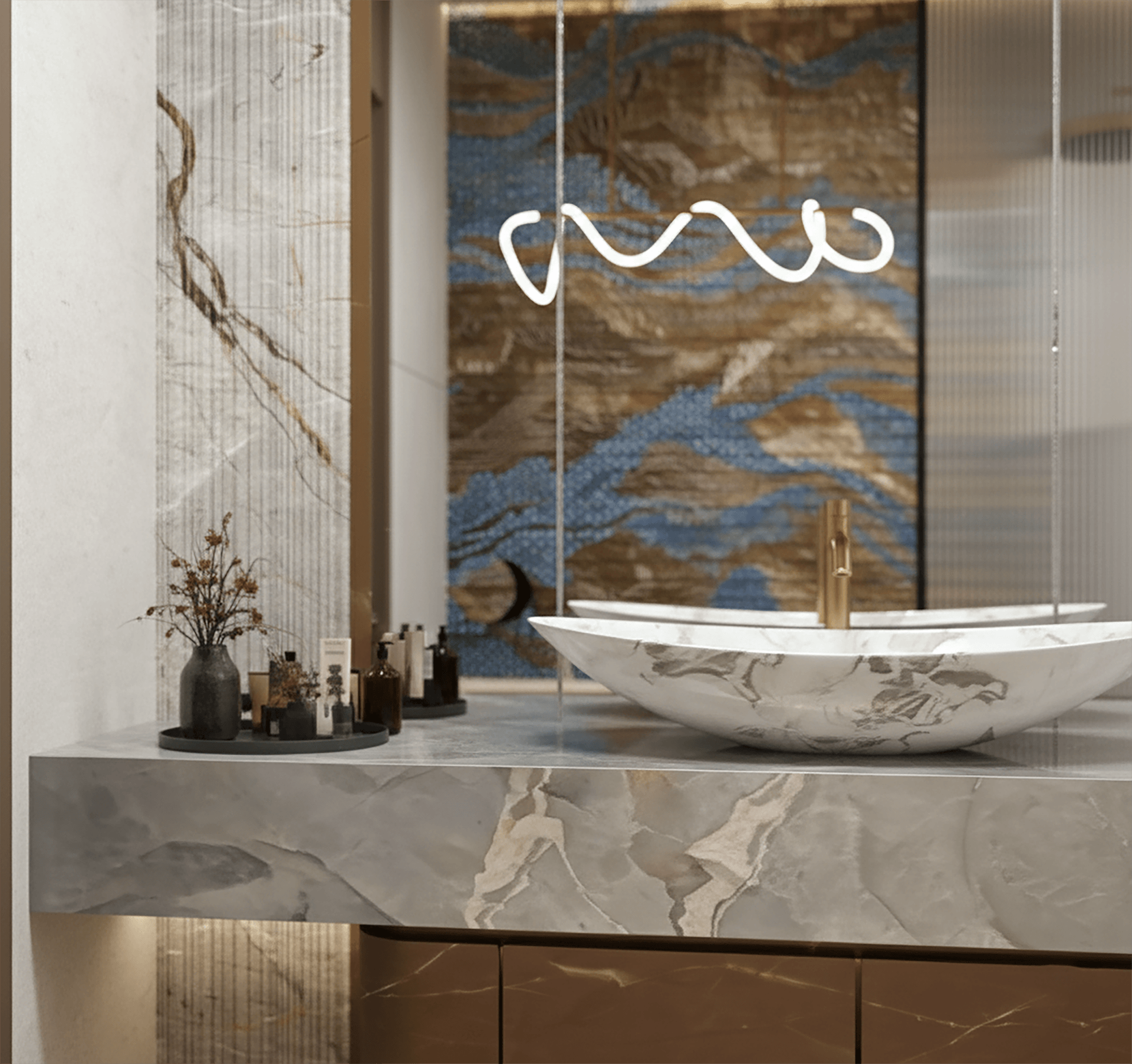 现代奢华浴室

注：原文中Lu·ury可能是Luxury的拼写错误 丨Nourhan Emad-11