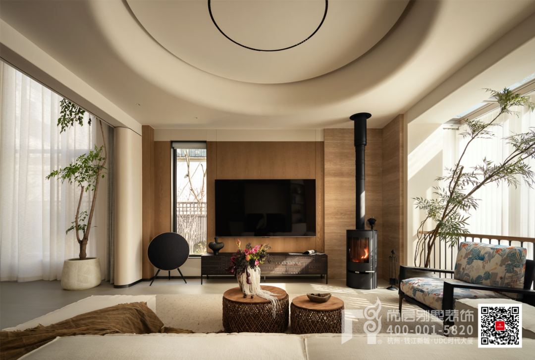 500㎡富春壹号院·木影流光·自然叙事的现代“剪影”别墅丨杭州尚层装饰-9