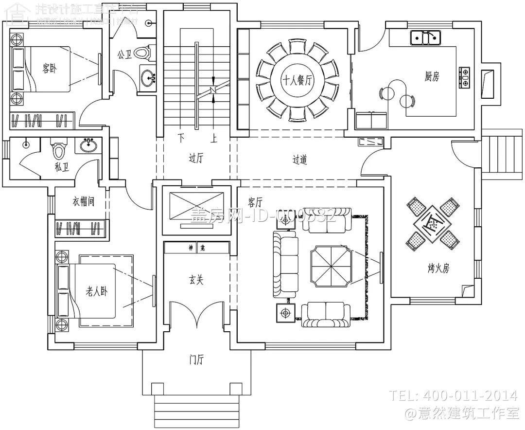 【设计师案例】土建参考造价86万，面宽16.2m×进深11.3m湖北宜昌二层欧式别墅-21