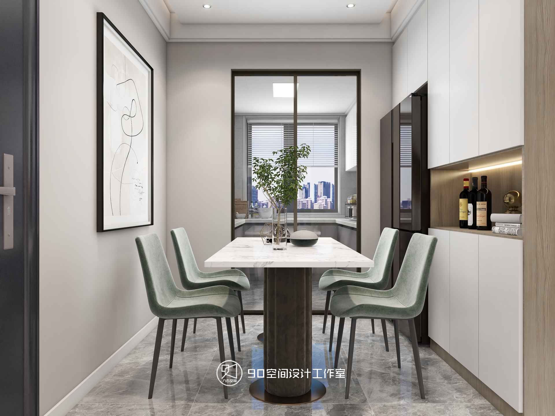 《薄荷绿》87 平方现代简约空间设计-22