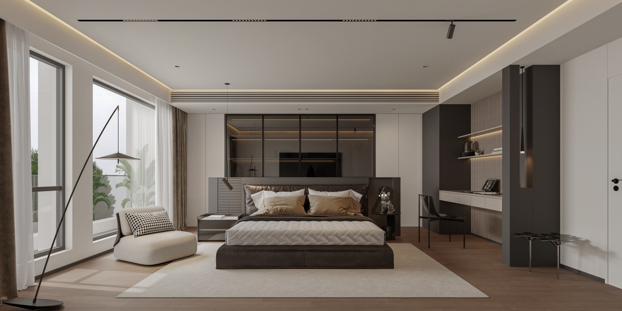 奶油风全屋效果图表现-7