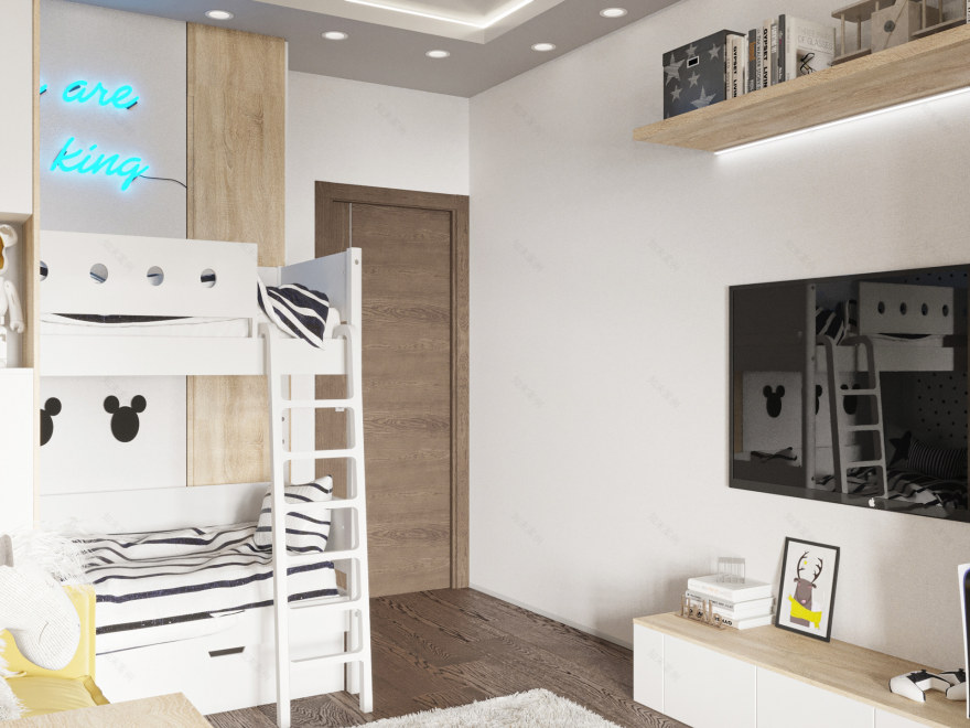 明斯克市三孩儿童房设计项目丨白俄罗斯明斯克丨LILO STUDIO-15