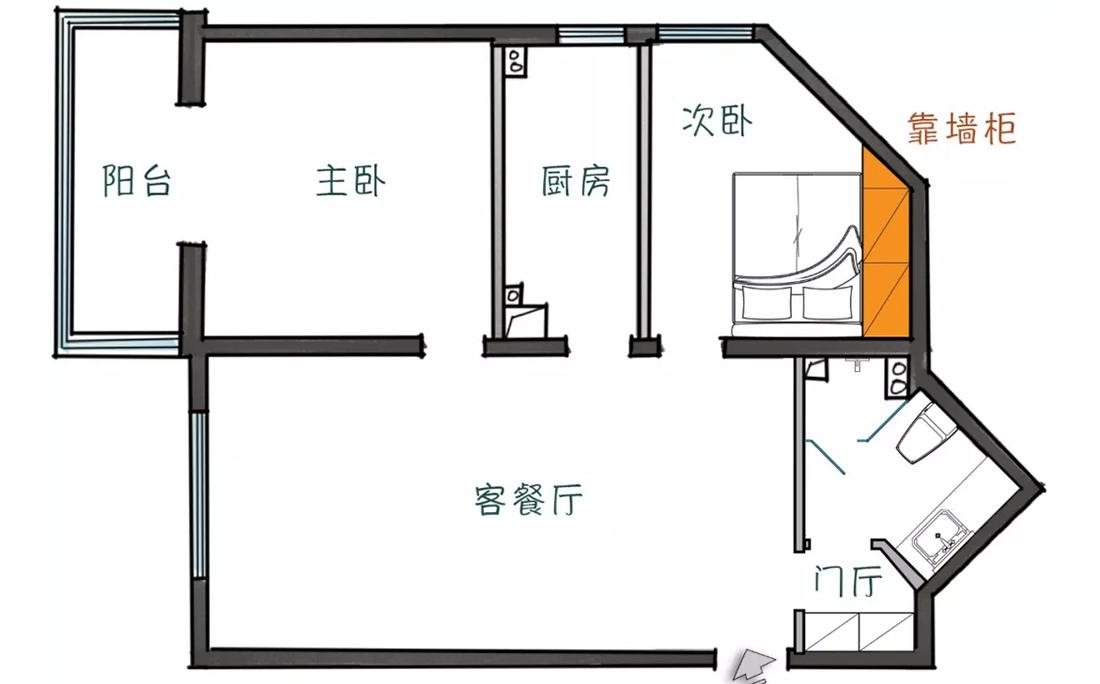 全能格局,珊瑚橘色点缀的玖雅平层设计-100