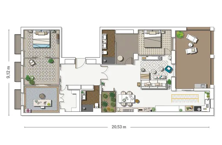 巴塞罗那城区的宁静地中海风公寓设计-18